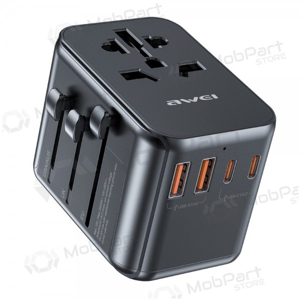 Universell kelioninis lader Awei C-39 GaN 35W 2xUSB-A/3xUSB-C svart