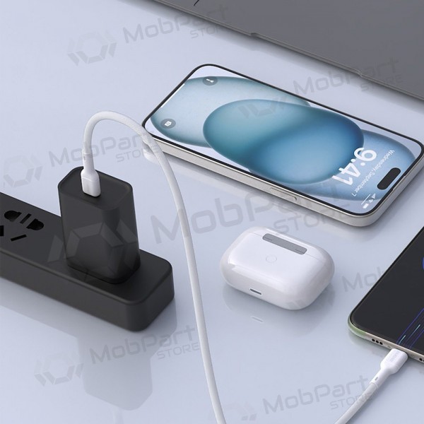 Lightning-kabel Dudao L9X USB-C til Lightning 2 m 30 W hvit