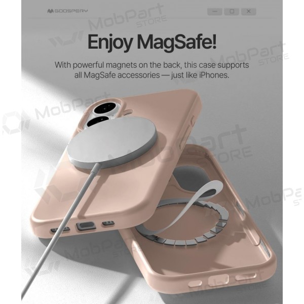 Deksel / etui Mercury Pure Magsafe Silicon Case Apple iPhone 17 rosa sandfarge