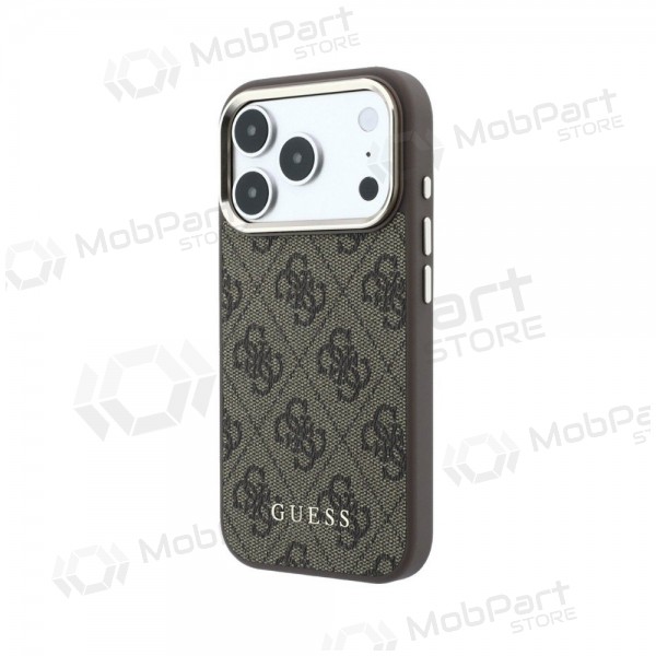 Apple iPhone 18 Pro deksel - Guess PU Leather 4G Gold Frame MagSafe (brun)