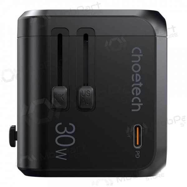 Universell kelioninis lader Choetech PD5008 30W USB-C/3xUSB-A svart