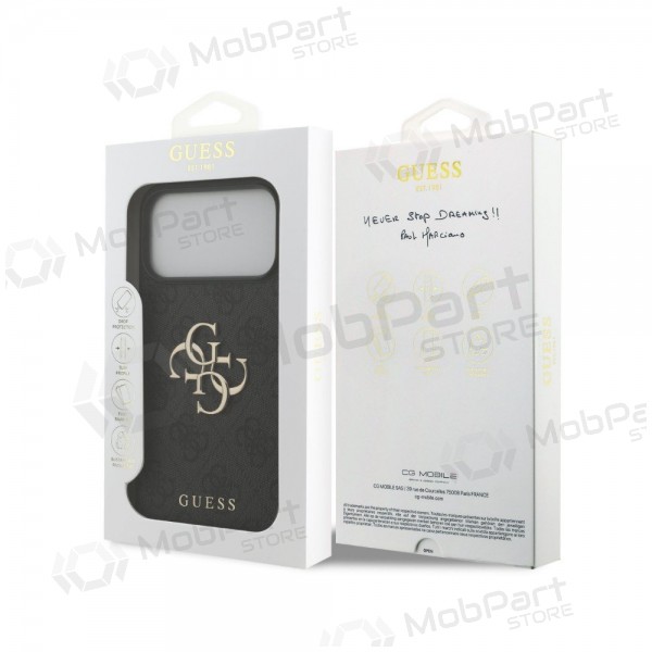 Apple iPhone 18 Pro Max deksel -Guess PU 4G Metal Logo- (grå)
