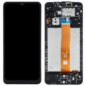 Samsung A125 Galaxy A12 2020 skjerm (svart) (med ramme) (service pack) (original)