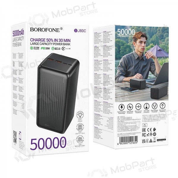 Powerbank Power Bank Borofone BJ80C 22.5W 50000mAh svart