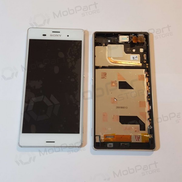 Sony D6603 Xperia Z3 skjerm (hvit) (med ramme) (brukt grade B, original)