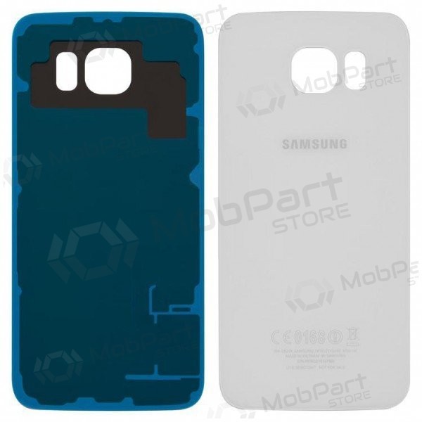 Samsung G920F Galaxy S6 bakside hvit (white pearl) (brukt grade B, original)