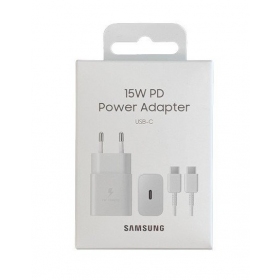Lader original Samsung EP-T1510XWEGEU 15W + kabel Type-C 1m i pakken hvit