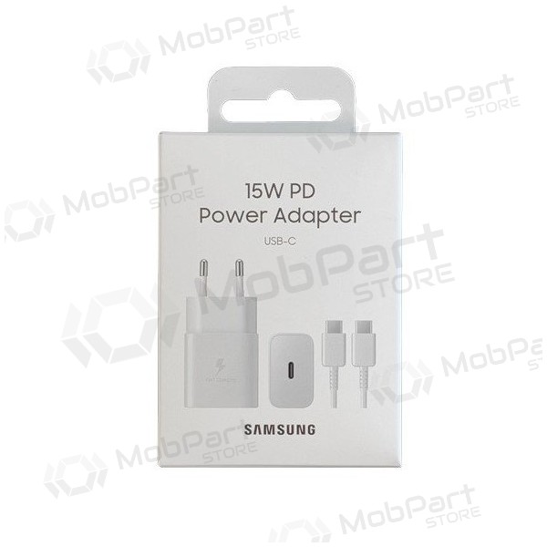 Lader original Samsung EP-T1510XWEGEU 15W + kabel Type-C 1m i pakken hvit