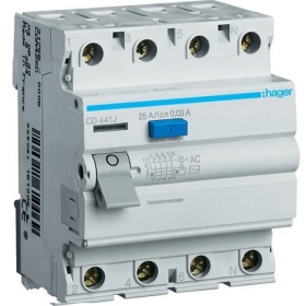 Jordfeilbryter Hager CD441J (AC, 40A, 4P, 30mA, 230V)