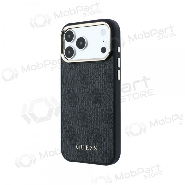 Apple iPhone 18 Pro deksel - Guess PU Leather 4G Gold Frame MagSafe (svart)