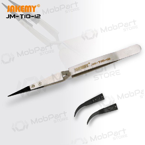 Antistatisk pinsett av metall Jakemy JM-T10-12 ESD (replaceable head)