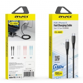 USB kabel Awei CL-182C USB-C to USB-C 1.0m hvit