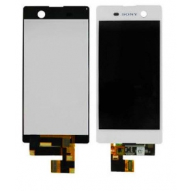 Sony E5603 Xperia M5 / E5606 / E5633 / E5653 / E5663 LCD skjerm kartu su liečiamu stikliuku (hvit) - Premium