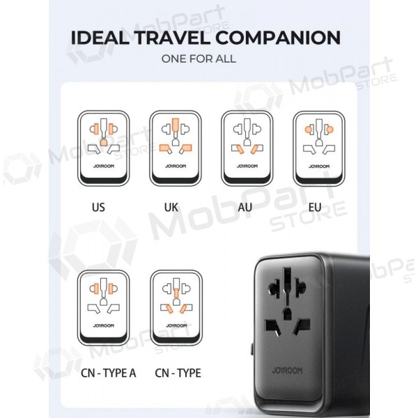 Universell kelioninis lader Joyroom JR-TCW01 3xUSB-A/USB-C svart