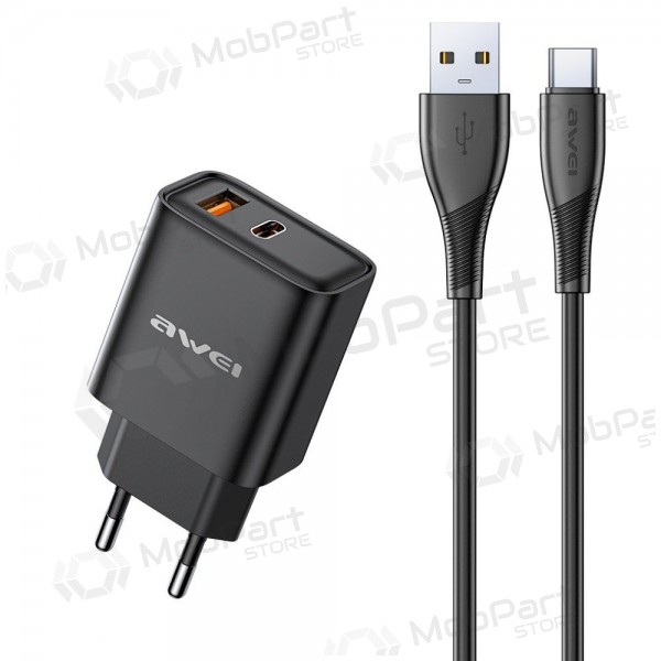 Telefonlader Awei PD81T-EU 22.5 W USB-C + USB-A PD svart