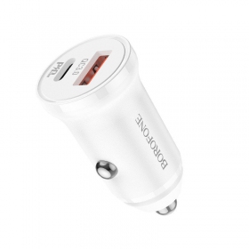 Lader automobilinis Borofone BZ18A USB-A/Type-C PD20W+QC3.0 (hvit)