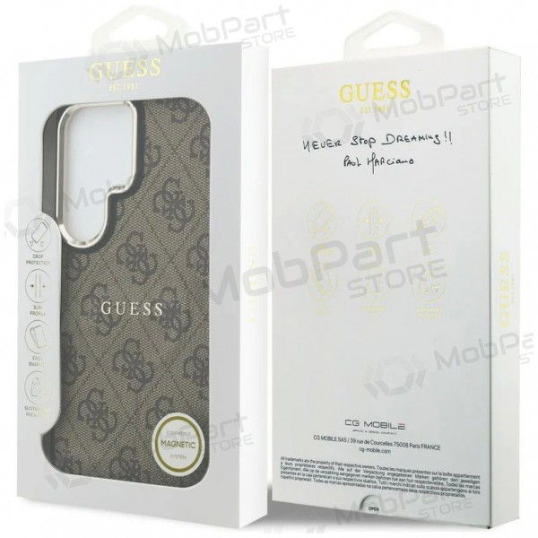 Samsung Galaxy S26 Ultra deksel -Guess PU Leather 4G Gold Frame Magnetic- (brun)