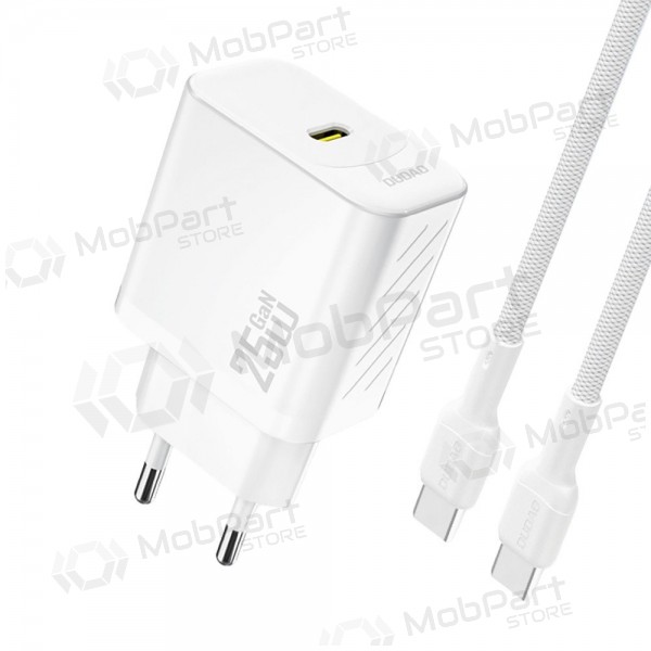 Lader Dudao A27C GaN 25W USB-C + USB-C til USB-C kabel 1.0m hvit