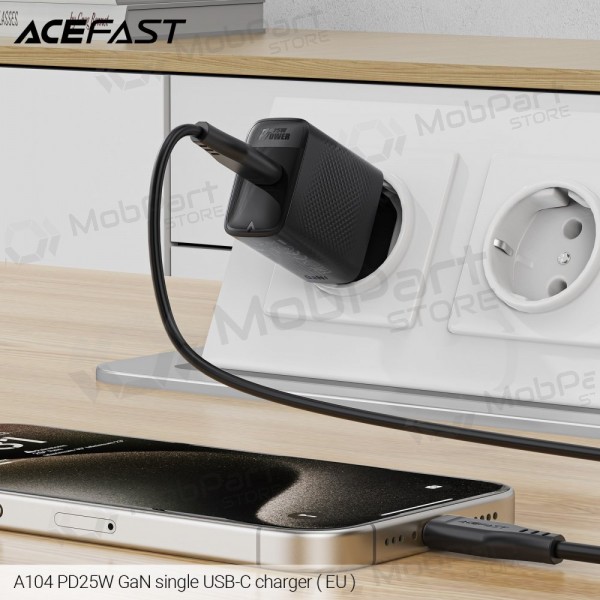 Telefonlader Acefast A104 25 W GaN USB-C svart