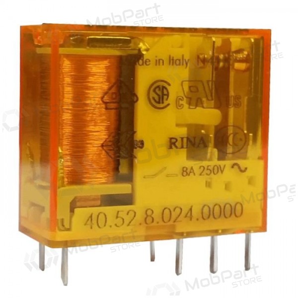 Relé 2 gruppe 40-serie Finder 405280240000 (24V AC, 8A/250VAC)