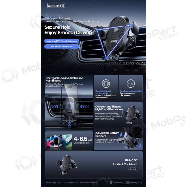 Mobilholder Remax RM-C02 (air vent) svart