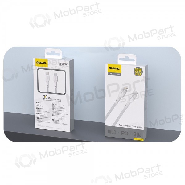 Lightning-kabel Dudao L9X USB-C til Lightning 2 m 30 W hvit