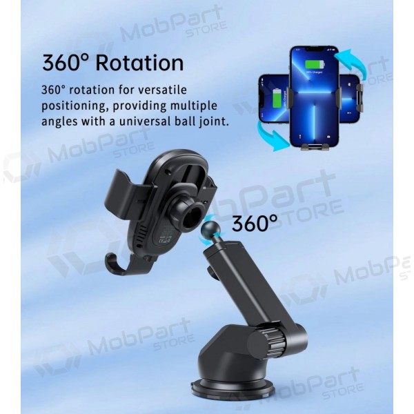 Automobilinis laikiklis-lader Choetech T203-F 15W Gravity Car Charger Holder svart