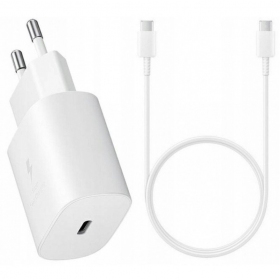 Lader original Samsung EP-TA800NW 25W + Type-C kabel 25W hvit
