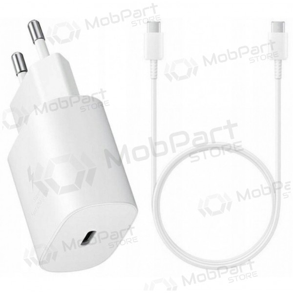 Lader original Samsung EP-TA800NW 25W + Type-C kabel 25W hvit