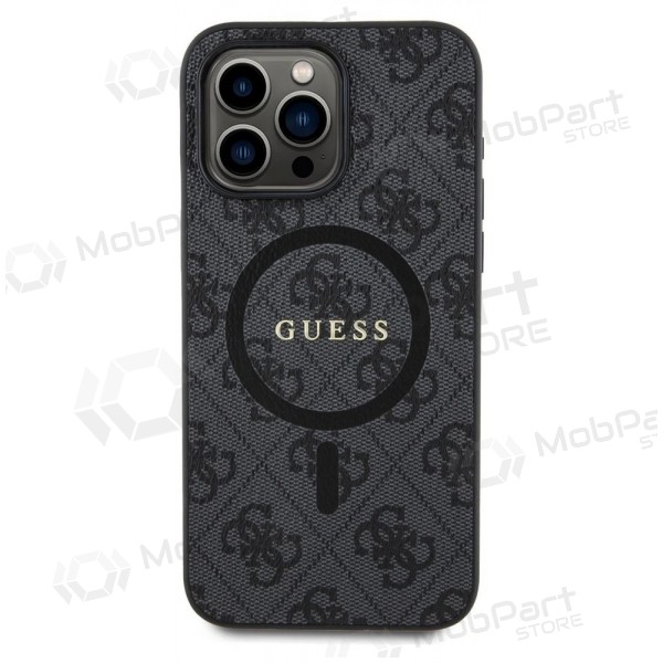 Apple iPhone 15 Pro Max deksel - Guess PU Leather 4G Colored Ring MagSafe (svart)