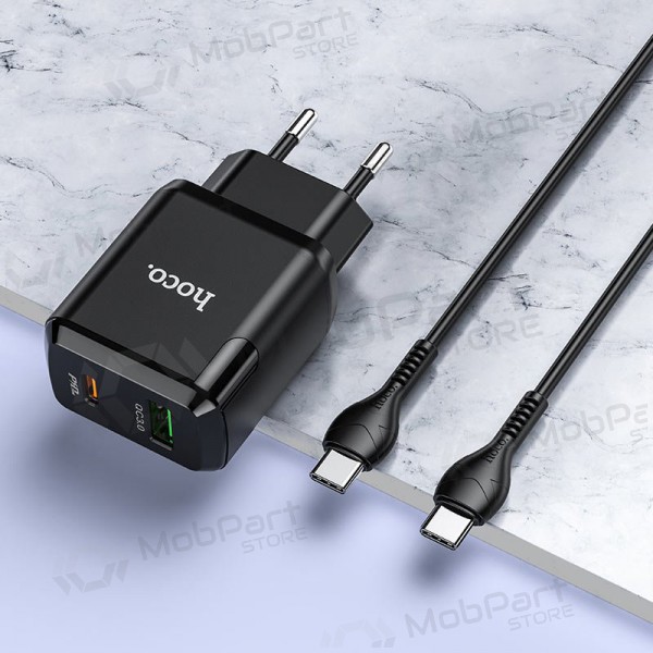 Lader Hoco N5 USB Quick Charge 3.0 + PD 20W (3.1A) + Type-C-Type-C (svart)