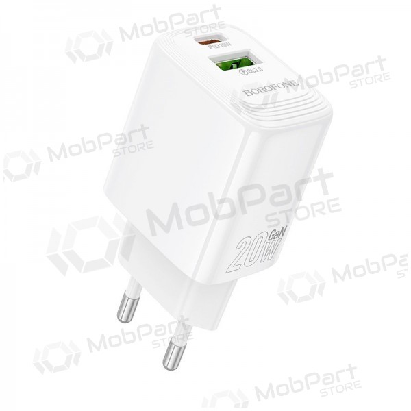 Lader Borofone BN27 20W USB-C/USB-A hvit