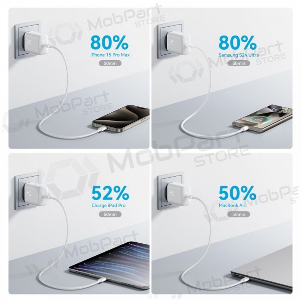 Lader Joyroom JR-TCF24 USB-C PD30W + USB-C to USB-C cable 1.0m hvit