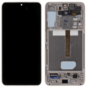 Ekranas Samsung S906 S22 Plus su lietimui jautriu stikliuku og rėmeliu Pink Gold original (service pack)