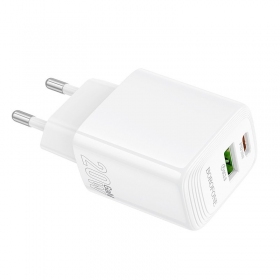 Lader Borofone BN27 20W USB-C/USB-A hvit