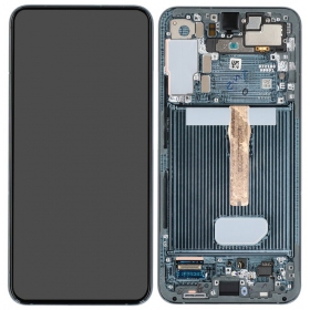 Ekranas Samsung S906 S22 Plus su lietimui jautriu stikliuku og rėmeliu Green original (service pack)