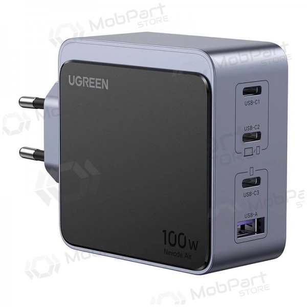 Nettlader Ugreen X565 100 W GaN 3x USB-C + USB-A grå