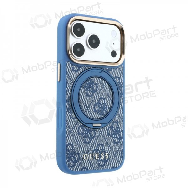 Apple iPhone 18 Pro deksel - Guess PU 4G Ring Stand MagSafe (blå)