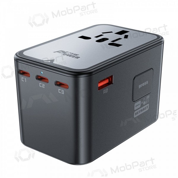 Universell kelioninis lader Acefast Z1 75W GaN 2xUSB-A/3xUSB-C svart