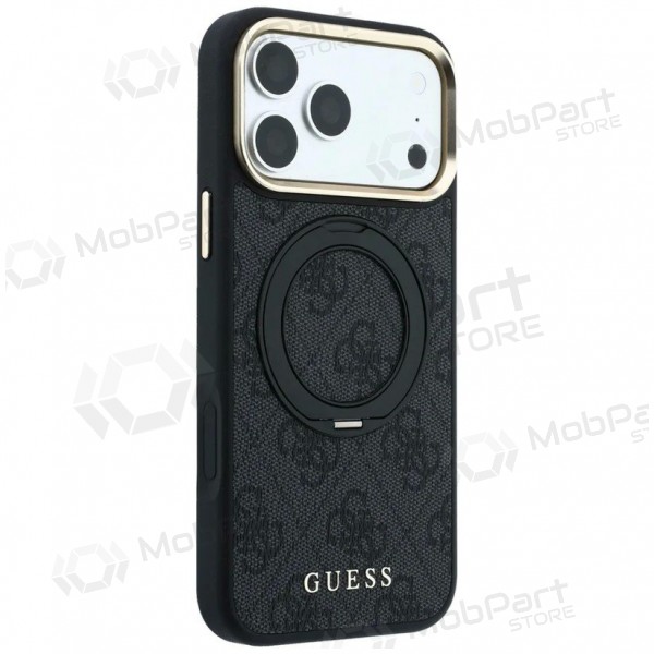 Apple iPhone 18 Pro Max deksel - Guess PU 4G Ring Stand MagSafe (svart)