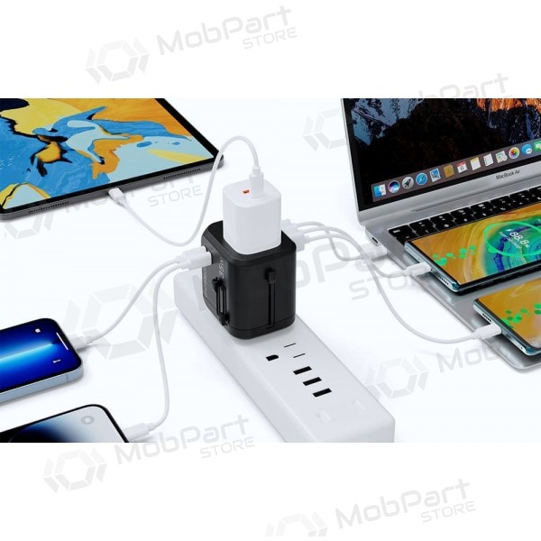 Universell kelioninis lader Choetech PD5008 30W USB-C/3xUSB-A svart