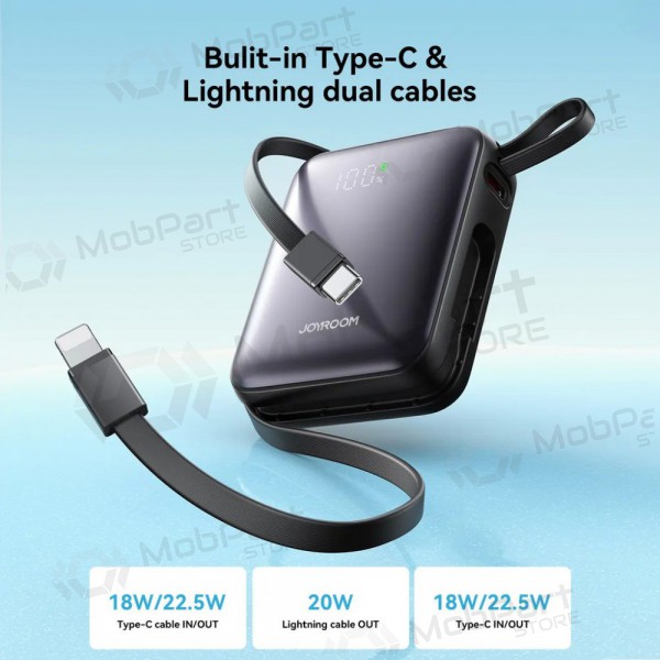 Powerbank Power Bank Joyroom JR-PBF27 22.5W Mini 10000mAh svart Powerbank Power Bank Joyroom JR-PBF27 22.5W Mini 10000mAh svart