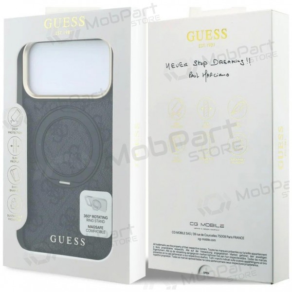 Apple iPhone 18 Pro deksel - Guess PU 4G Ring Stand MagSafe (svart)