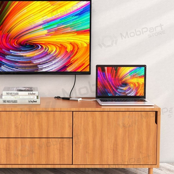 Adapter Hoco HB14 Type-C to USB-A+HDMI+Type-C sølvgrå