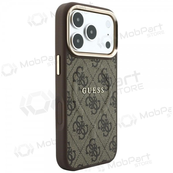 Apple iPhone 18 Pro Max deksel - Guess PU Leather 4G Gold Frame Embossed MagSafe (brun)