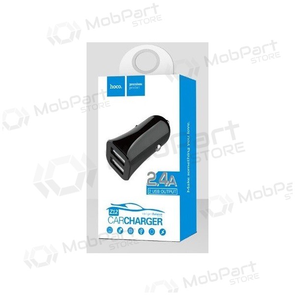 Lader for biler HOCO Z12 Elite Dual USB (5V 2.4A) (svart)