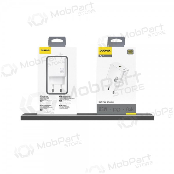 Telefonlader Dudao A27 25 W GaN USB-C hvit