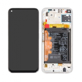 Huawei P40 Lite skjerm (Breathing Crystal) (med ramme og batteri) (service pack) (original)