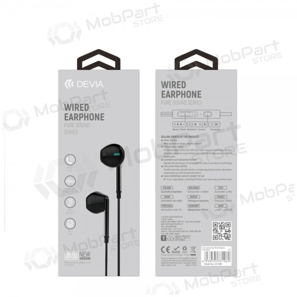 Hodetelefoner / ørepropper Devia Pure Sound 3,5mm (svart)