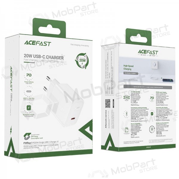 Lader buitinis Acefast A1 PD20W USB-C hvit